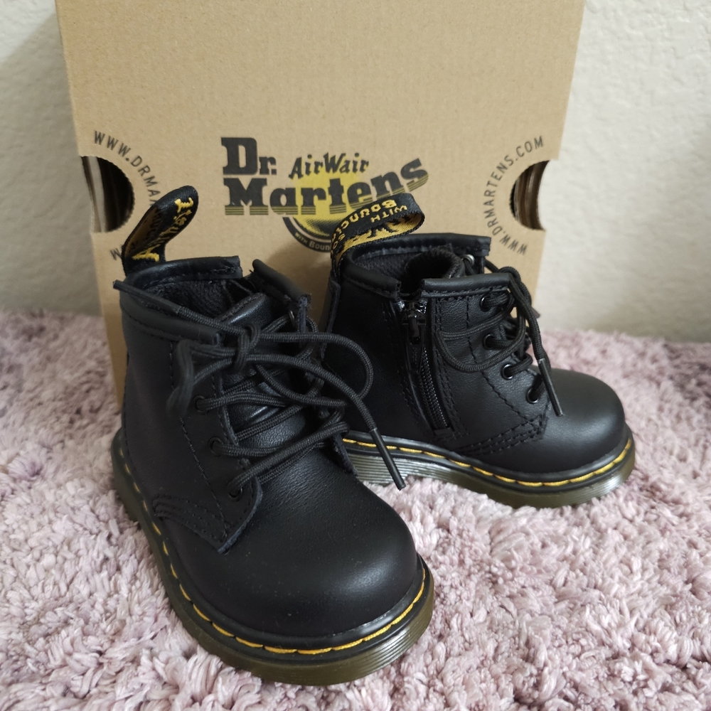 Dr. Martens, black, toddler size 4.